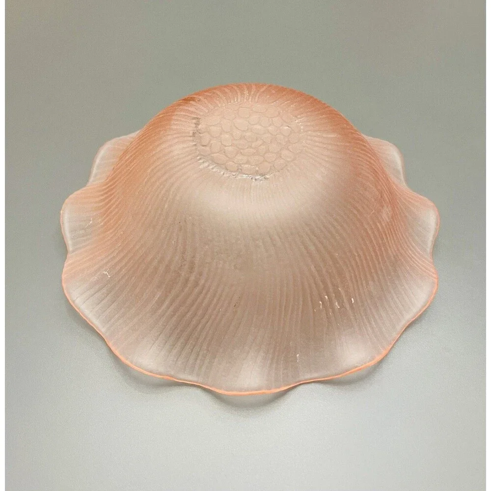 VTG Depression Glass Laslo for Mikasa Pink Bowl Japan Ruffled Edge Decorative